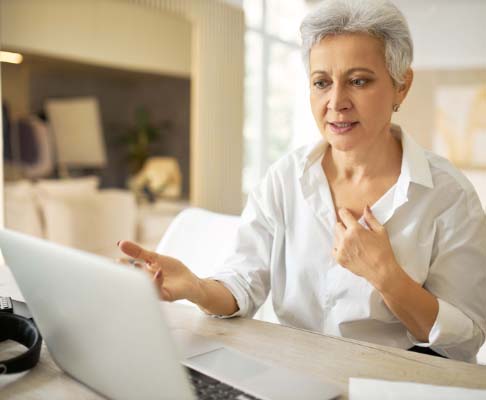 Board Director presenting during a remote virtual meeting Board Director presenting during a remote virtual meeting