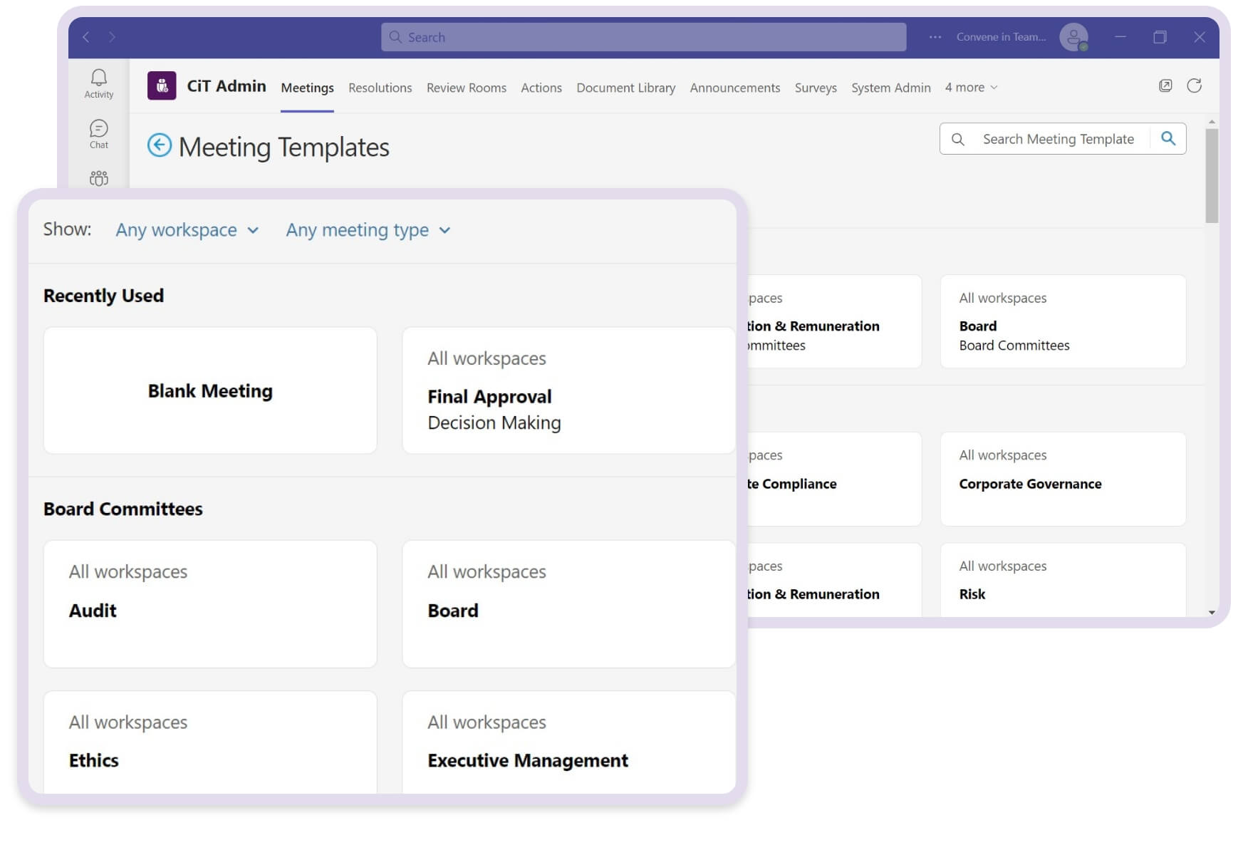Create meetings with Meeting Templates