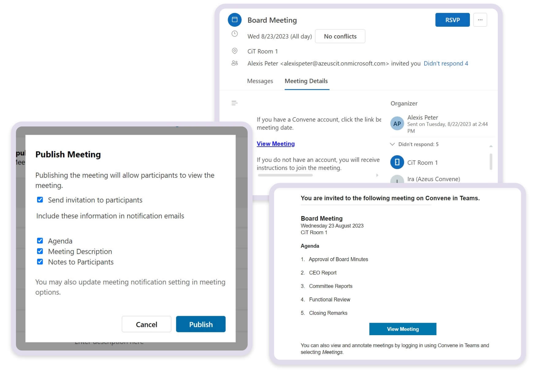Inform the participants about the meeting via Outlook