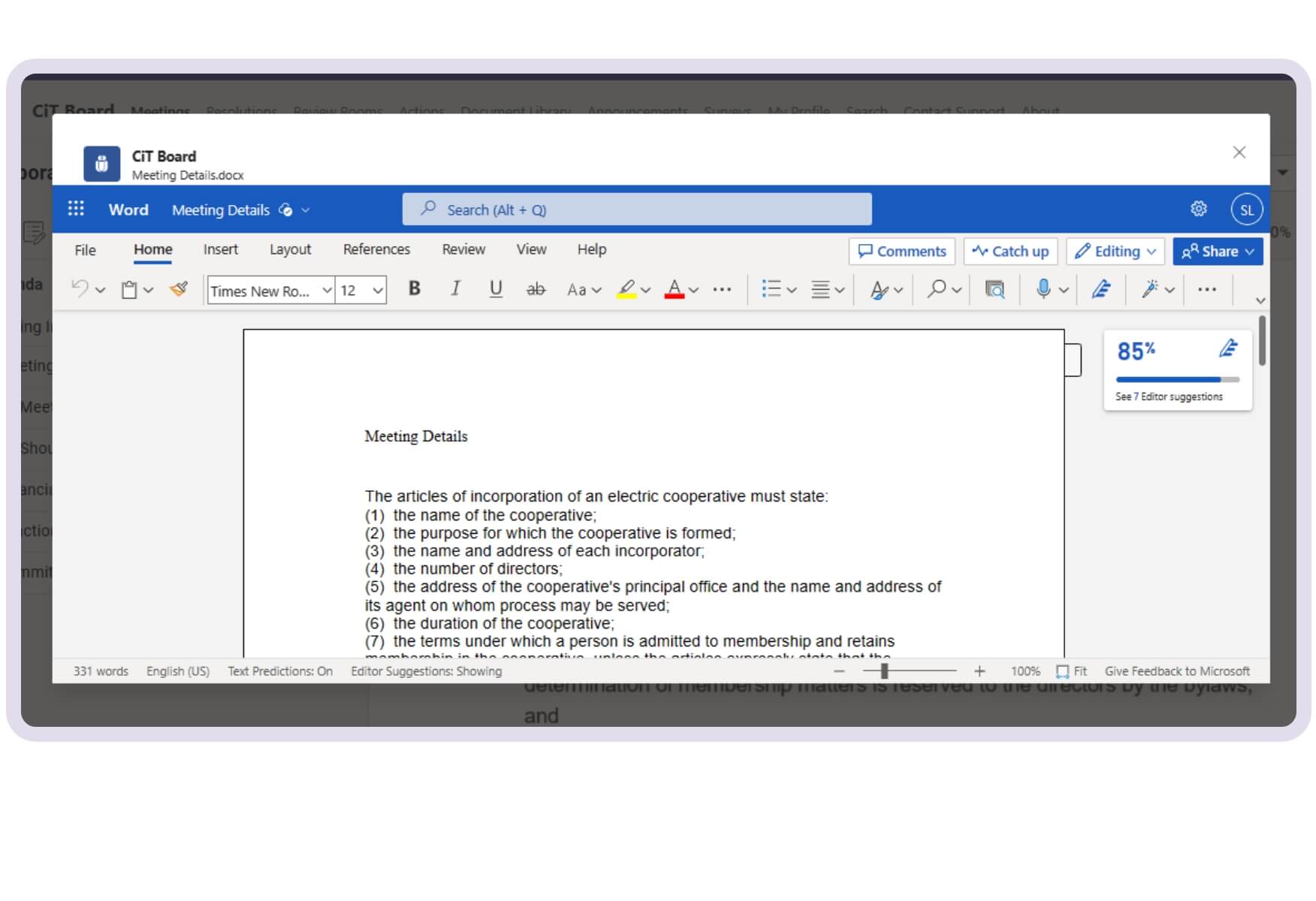 Edit documents in real time during the meeting