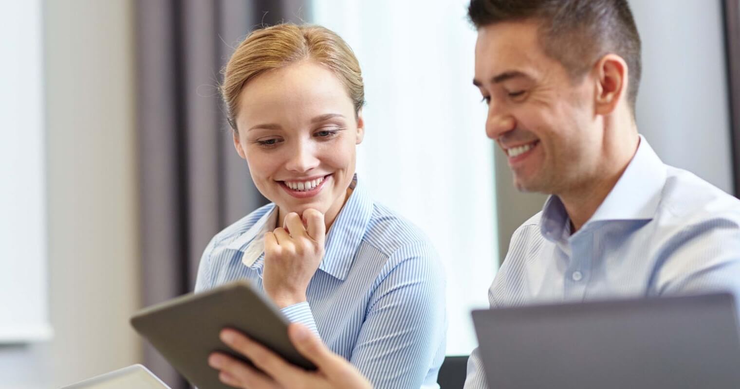 Employees having a brief meeting