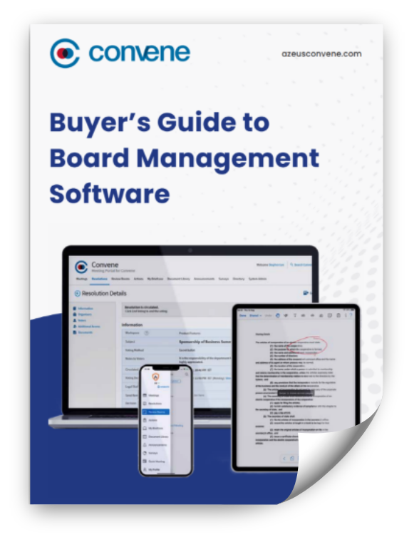 Front page of Convene's brochure about buyers guide to board management software Front page of Convene's brochure about buyers guide to board management software
