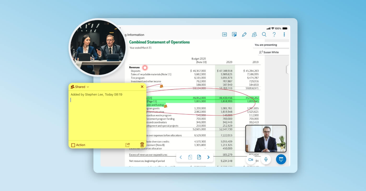 Preview of a during the meeting discussion using the Convene board portal tool Preview of a during the meeting discussion using the Convene board portal tool