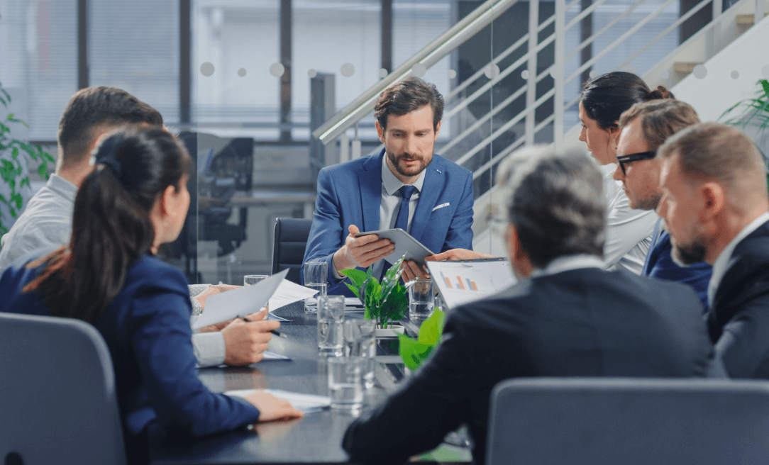 Boards in a meeting about company's environment, social, and governance impact Boards in a meeting about company's environment, social, and governance impact