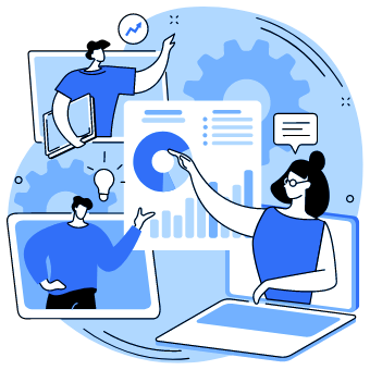 Vector illustration of group remote meetings Vector illustration of group remote meetings