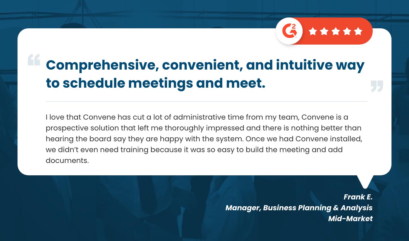 Convene board management testimonial from G2 user
