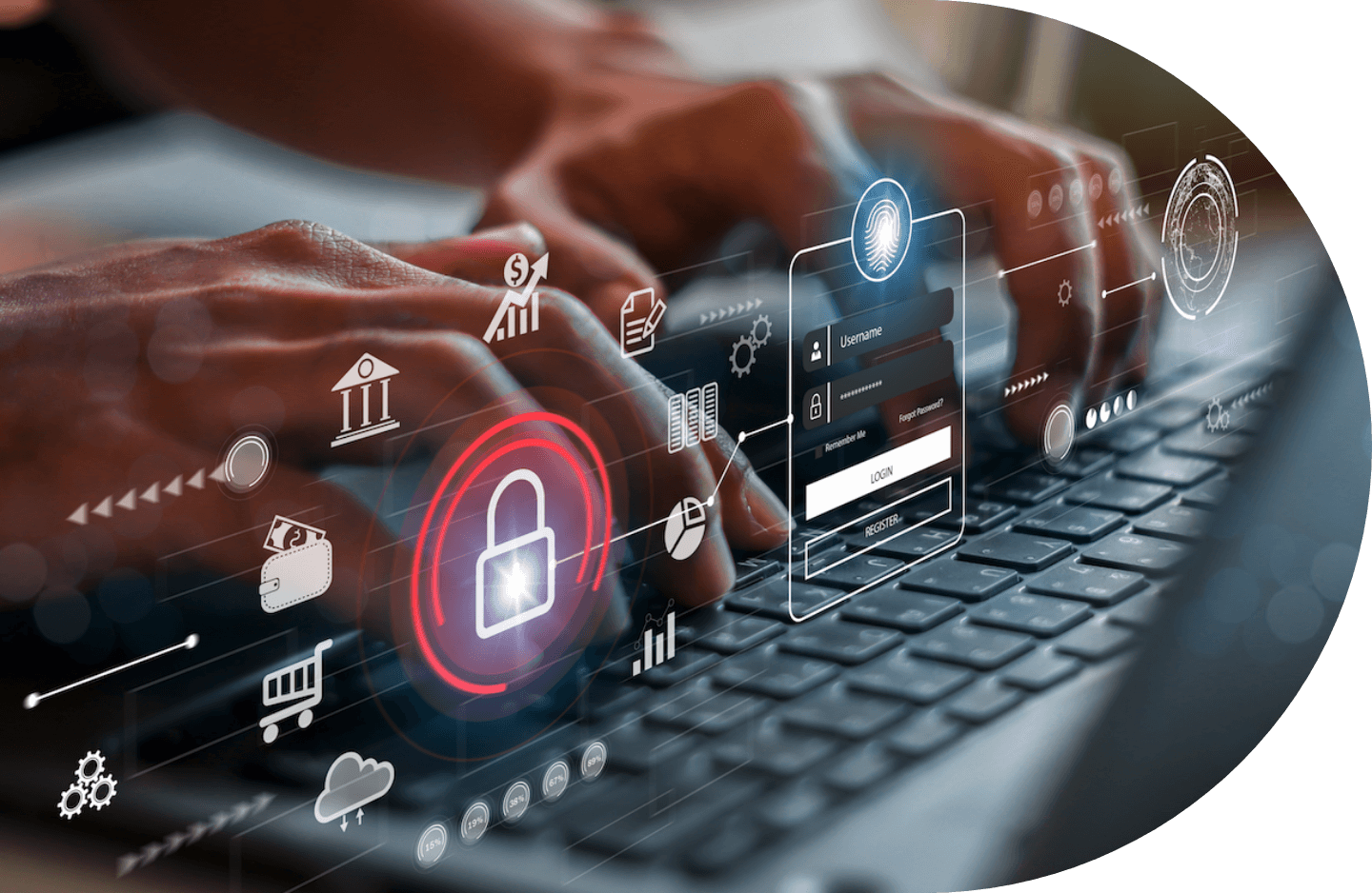 A man logging on to a platform A man logging on to a platform