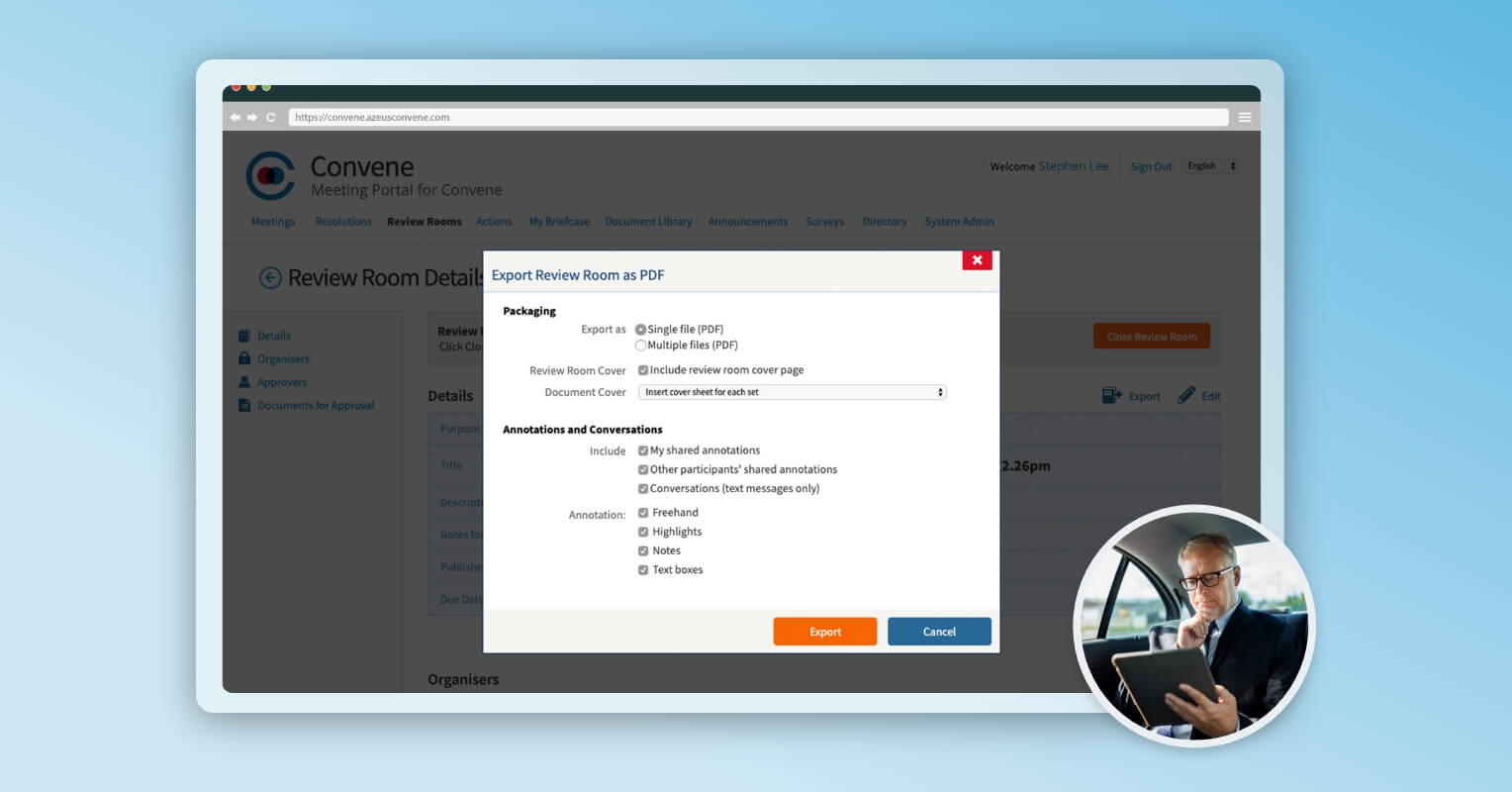 Preview of a post-meeting discussion using the Convene board portal tool Preview of a post-meeting discussion using the Convene board portal tool