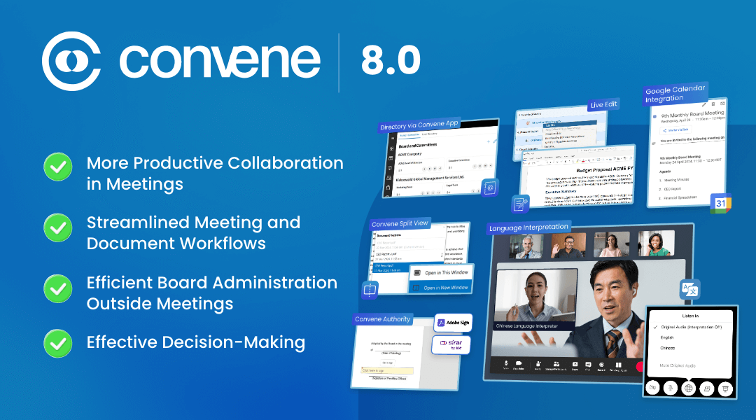 Convene Introduces Version 8.0: Breaking Boardroom Barriers Convene Introduces Version 8.0: Breaking Boardroom Barriers