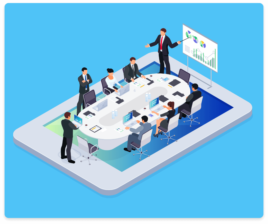 Board Administrator and Senior Executive discussing with one another using Convene