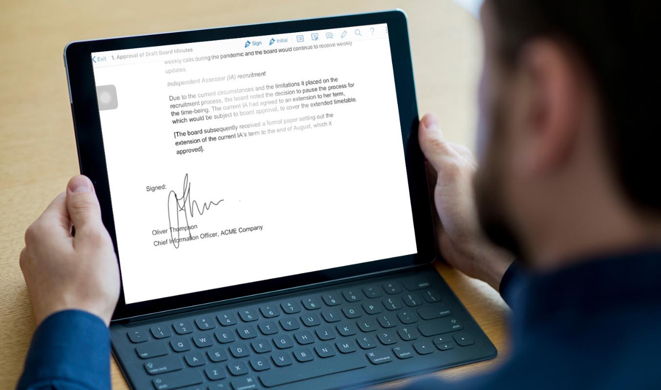 Convene eSignature on tablet