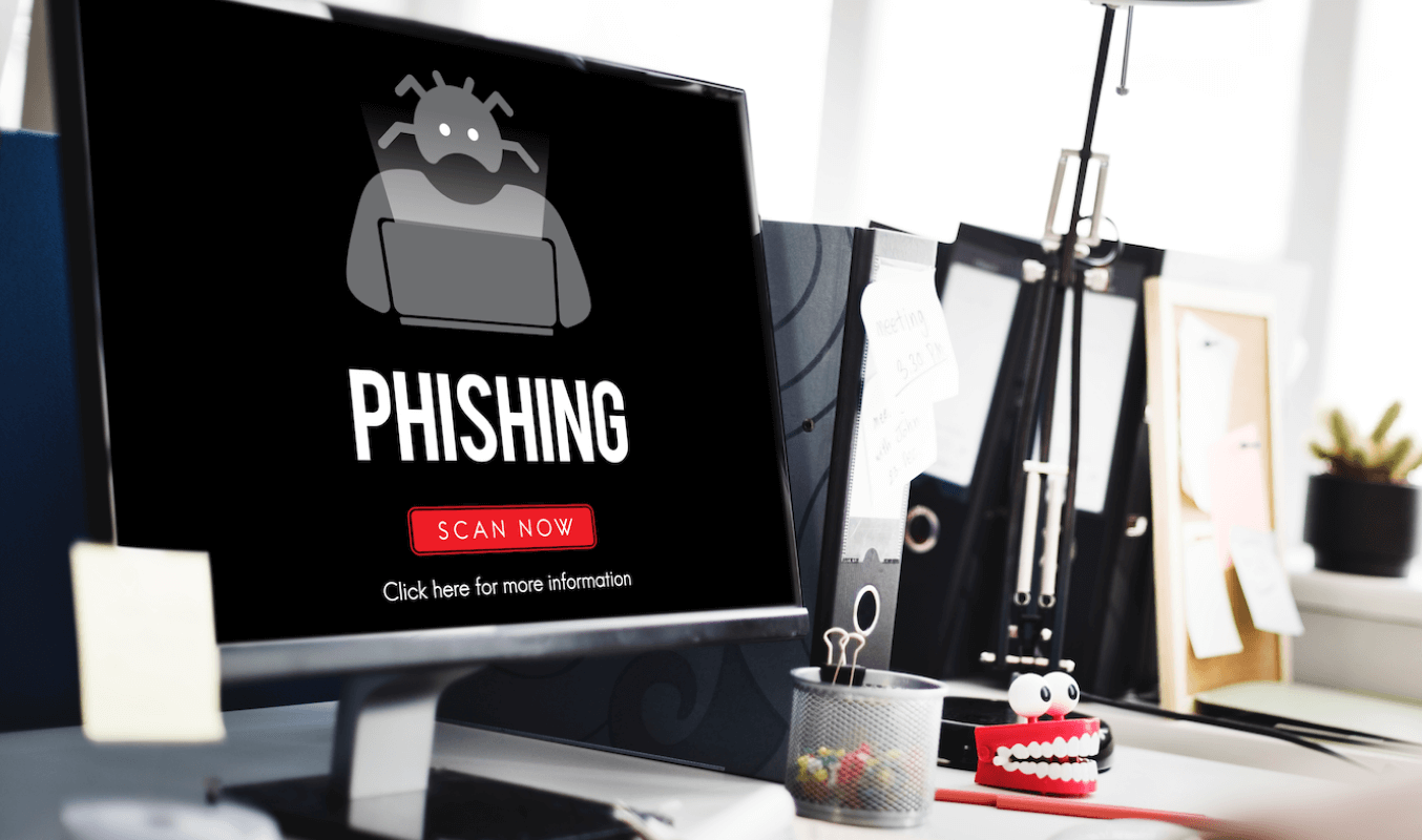 Cybercrime phishing as shown in the computer screen