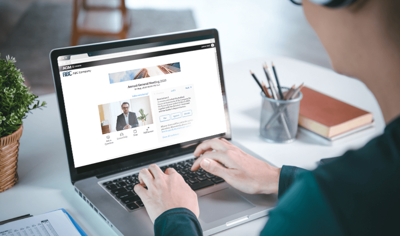 A shareholder participating in a hybrid AGM using ConveneAGM